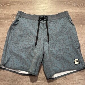 Bear Bottom Swim Trunks Mens Large Blue Board Shorts 8" Pockets Drawstring Adult